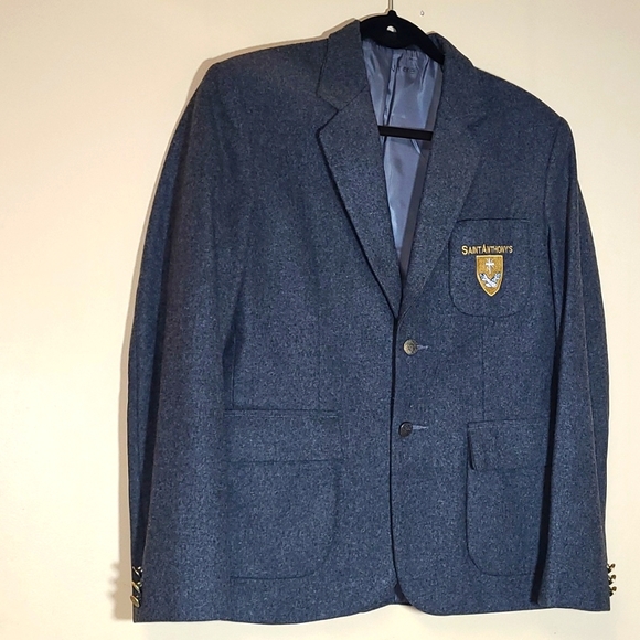Flynn O'Hara Gray Wool Blazer, St. Anthony's Emblem, 18R - Picture 2 of 10